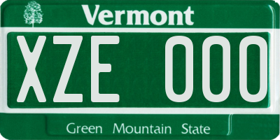 VT license plate XZE000