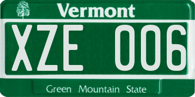 VT license plate XZE006