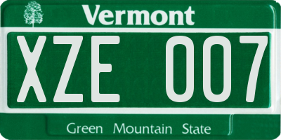 VT license plate XZE007