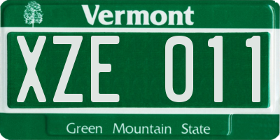 VT license plate XZE011