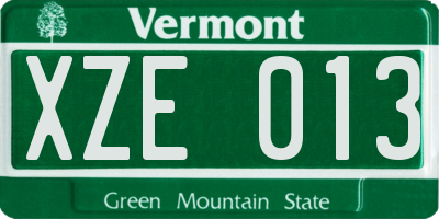 VT license plate XZE013