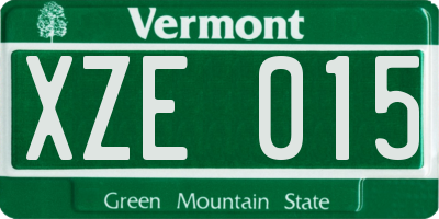VT license plate XZE015