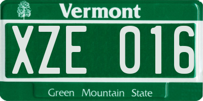 VT license plate XZE016