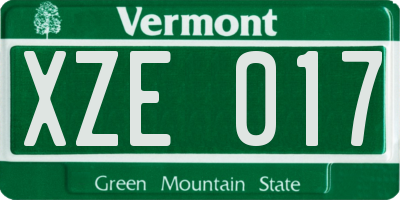 VT license plate XZE017