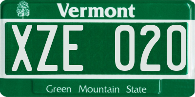 VT license plate XZE020