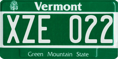 VT license plate XZE022
