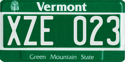 VT license plate XZE023