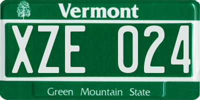 VT license plate XZE024