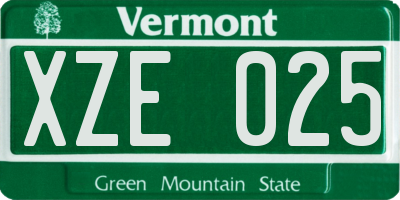 VT license plate XZE025
