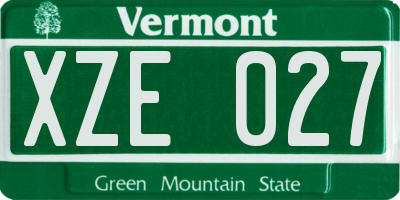 VT license plate XZE027