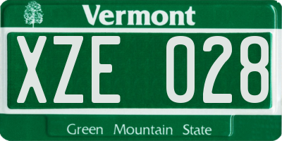 VT license plate XZE028