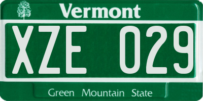 VT license plate XZE029