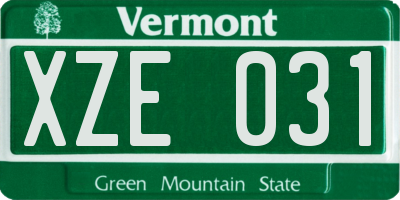 VT license plate XZE031