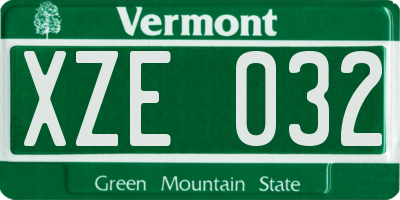 VT license plate XZE032