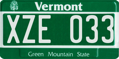 VT license plate XZE033