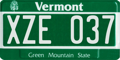 VT license plate XZE037