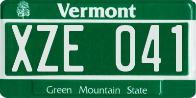 VT license plate XZE041