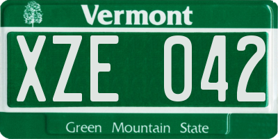 VT license plate XZE042