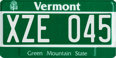 VT license plate XZE045