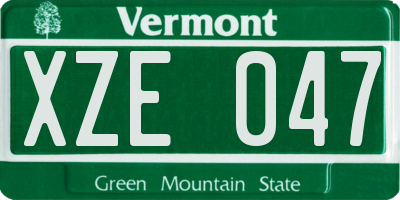 VT license plate XZE047