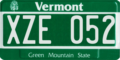VT license plate XZE052