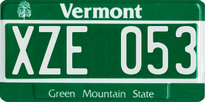 VT license plate XZE053