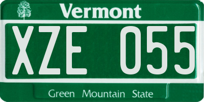 VT license plate XZE055