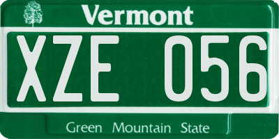 VT license plate XZE056
