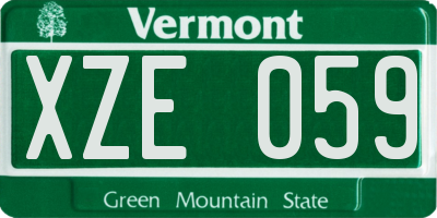 VT license plate XZE059
