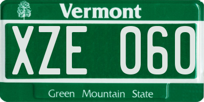 VT license plate XZE060