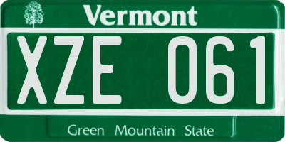 VT license plate XZE061