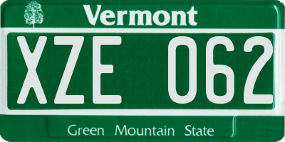 VT license plate XZE062