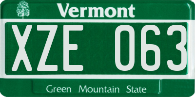 VT license plate XZE063