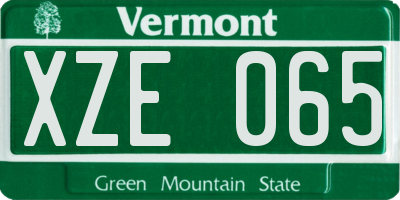 VT license plate XZE065