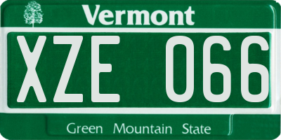 VT license plate XZE066