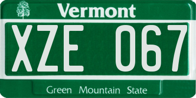 VT license plate XZE067
