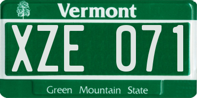 VT license plate XZE071