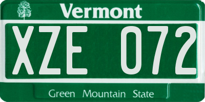 VT license plate XZE072