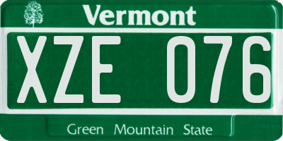 VT license plate XZE076