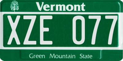 VT license plate XZE077