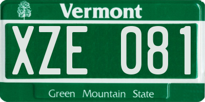 VT license plate XZE081