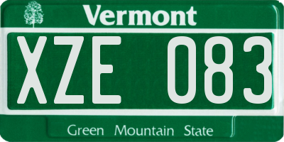 VT license plate XZE083