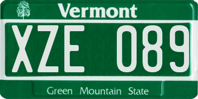 VT license plate XZE089