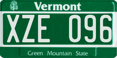 VT license plate XZE096