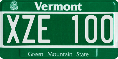 VT license plate XZE100
