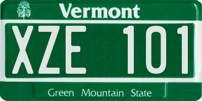 VT license plate XZE101
