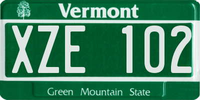 VT license plate XZE102