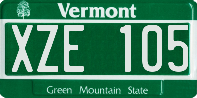 VT license plate XZE105