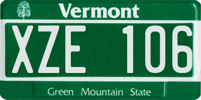 VT license plate XZE106