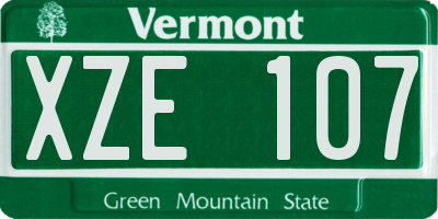 VT license plate XZE107